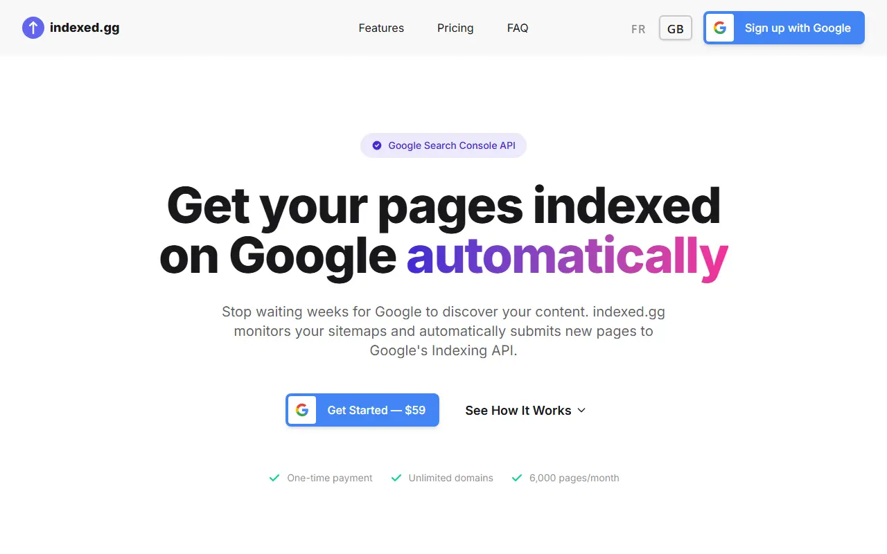 Indexed.gg homepage screenshot