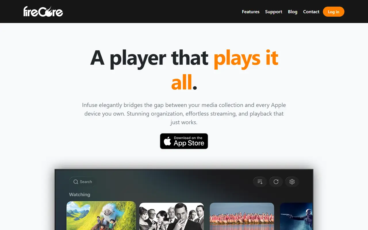 Infuse homepage screenshot