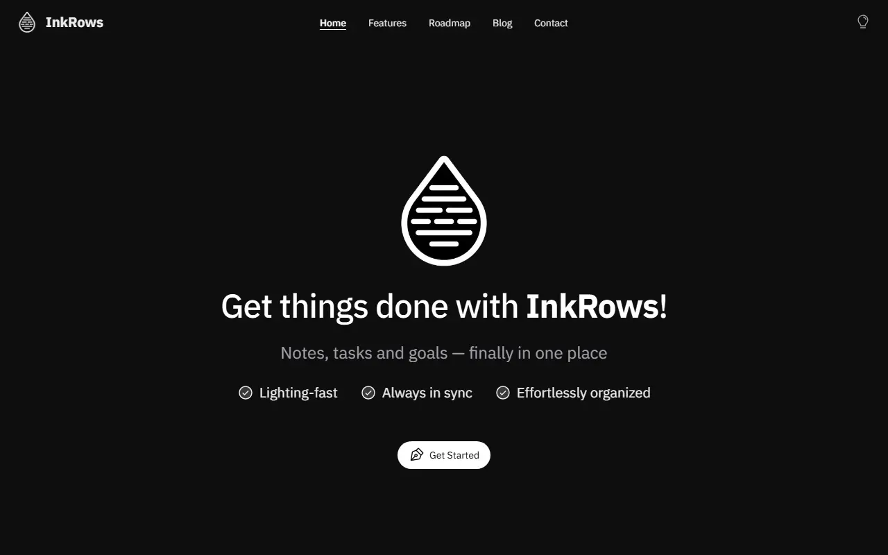 Inkrows homepage screenshot