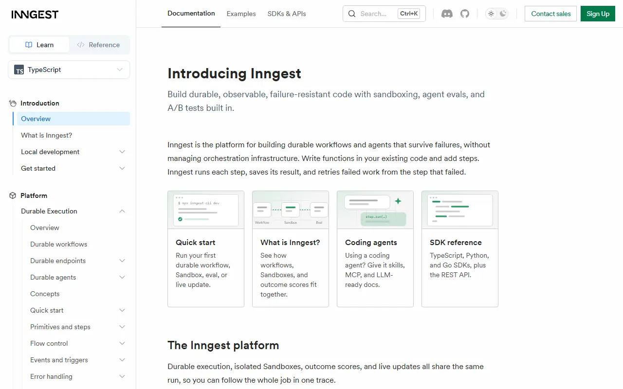 Inngest homepage screenshot