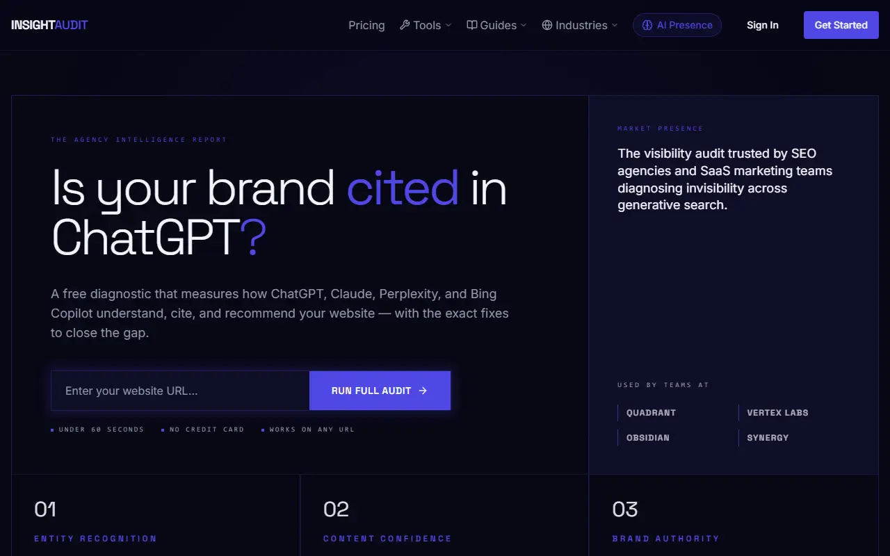 Insight Audit homepage screenshot