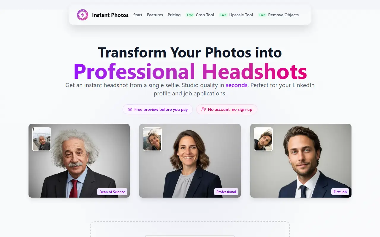 Instant Photos homepage screenshot