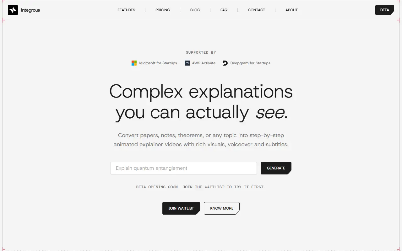 Integrous homepage screenshot