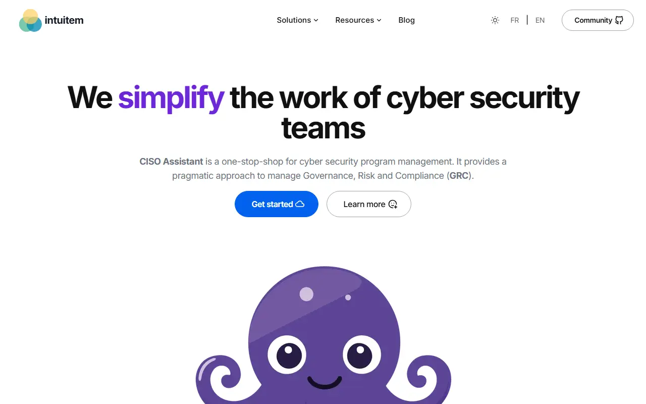 CISO Assistant homepage screenshot