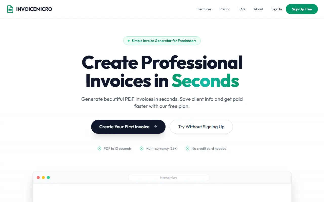 invoicemicro homepage screenshot