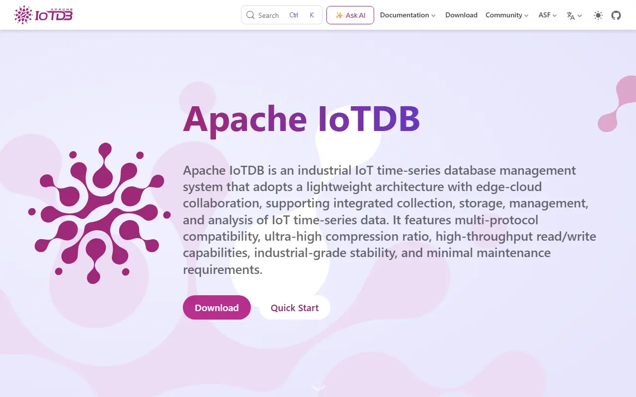 Apache IoTDB homepage screenshot