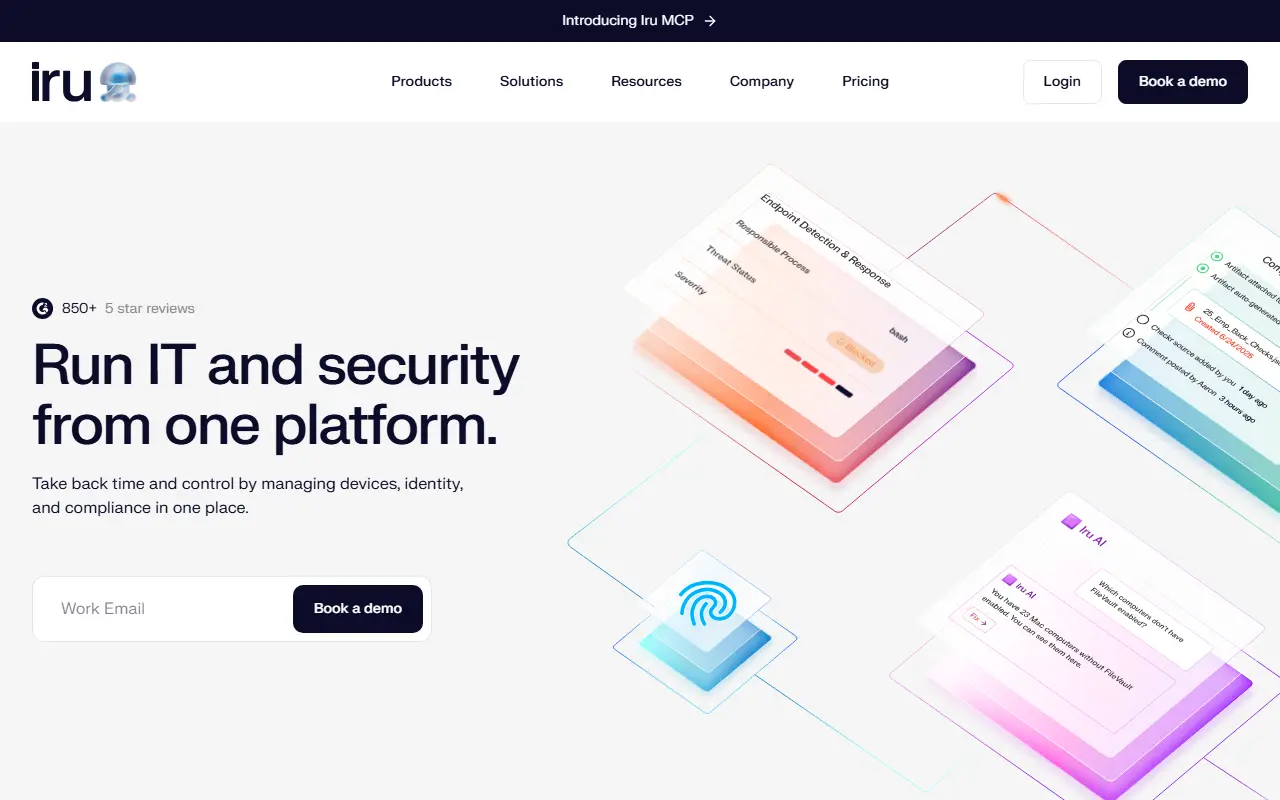 Iru homepage screenshot