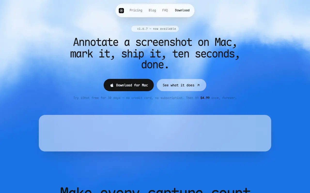 iShot homepage screenshot