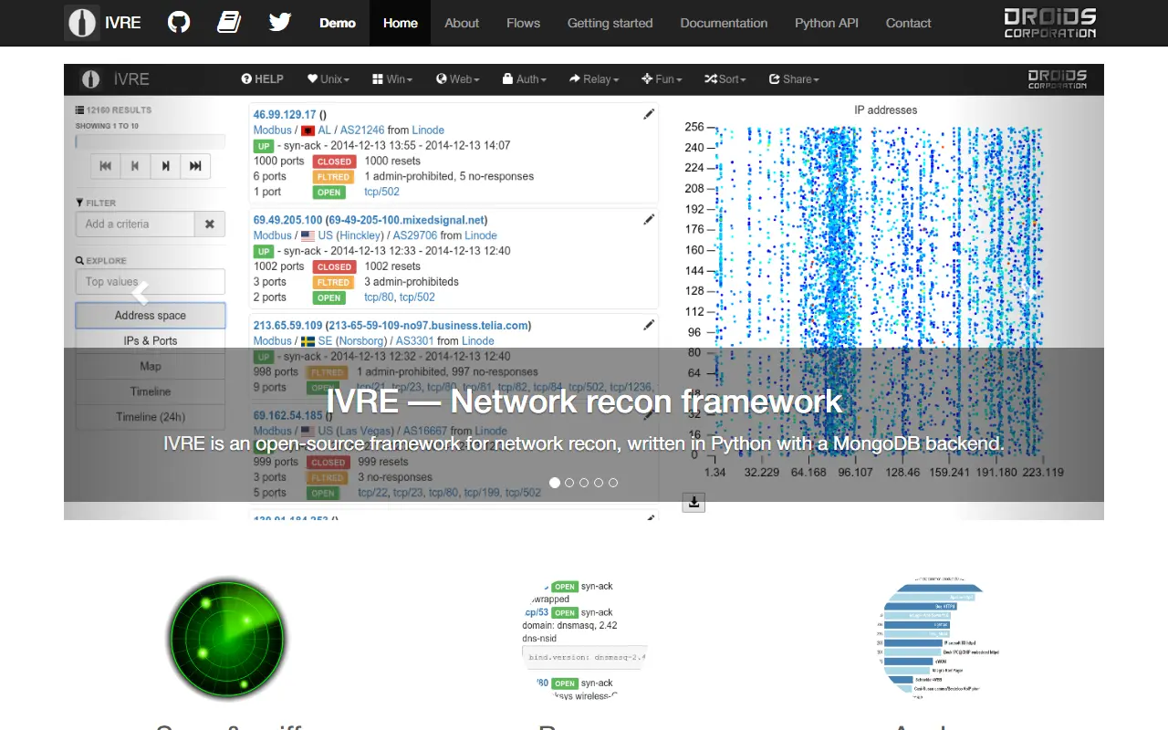 IVRE homepage screenshot