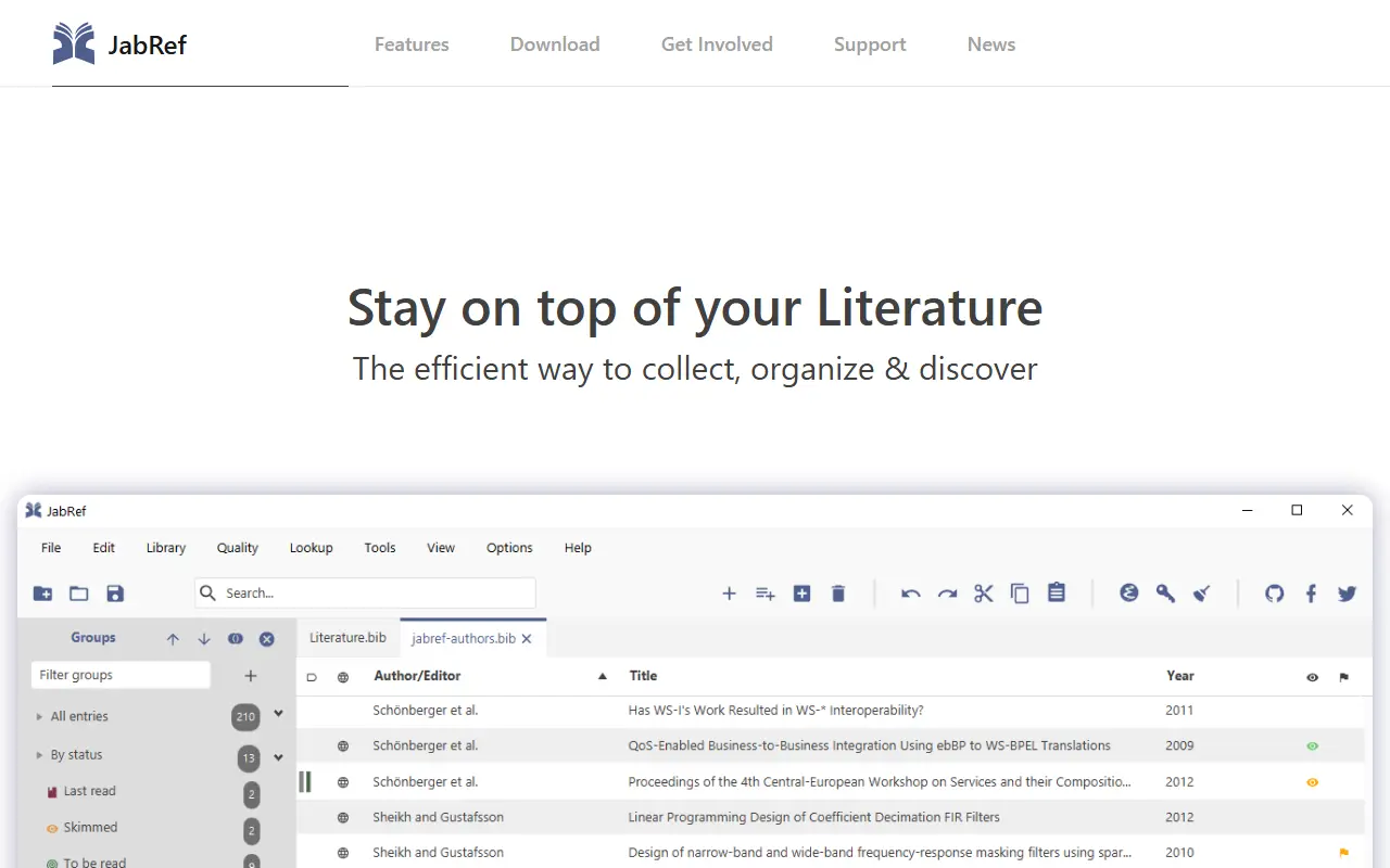 JabRef homepage screenshot