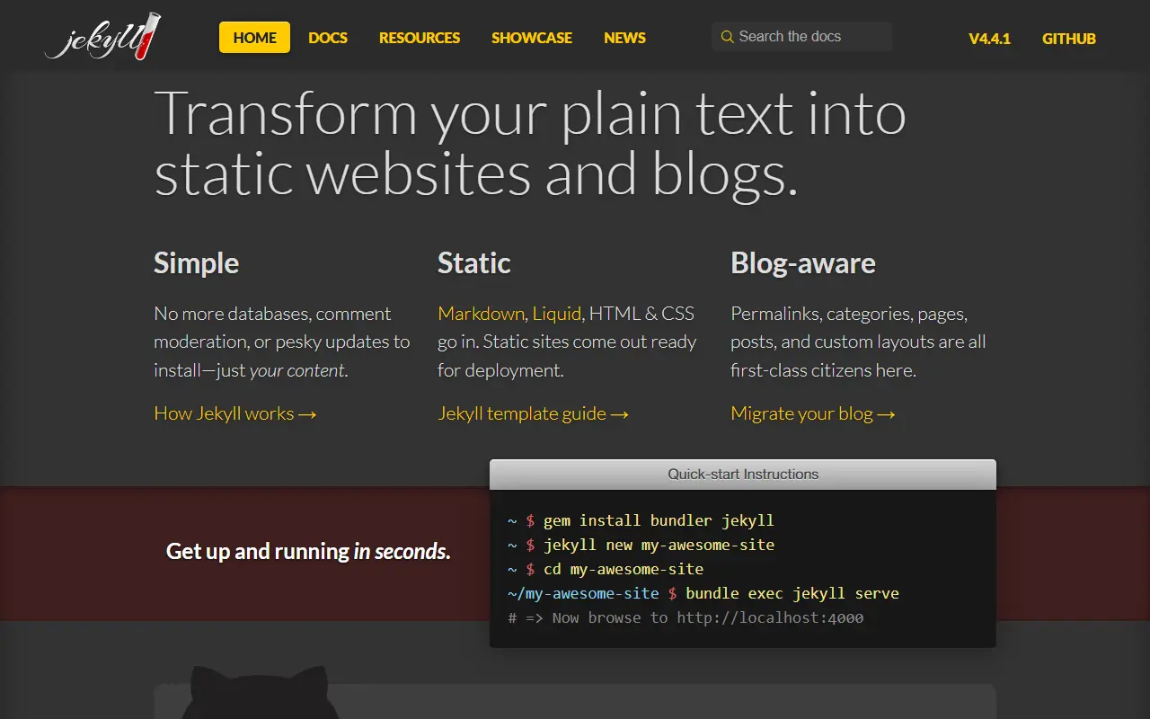 Jekyllrb homepage screenshot