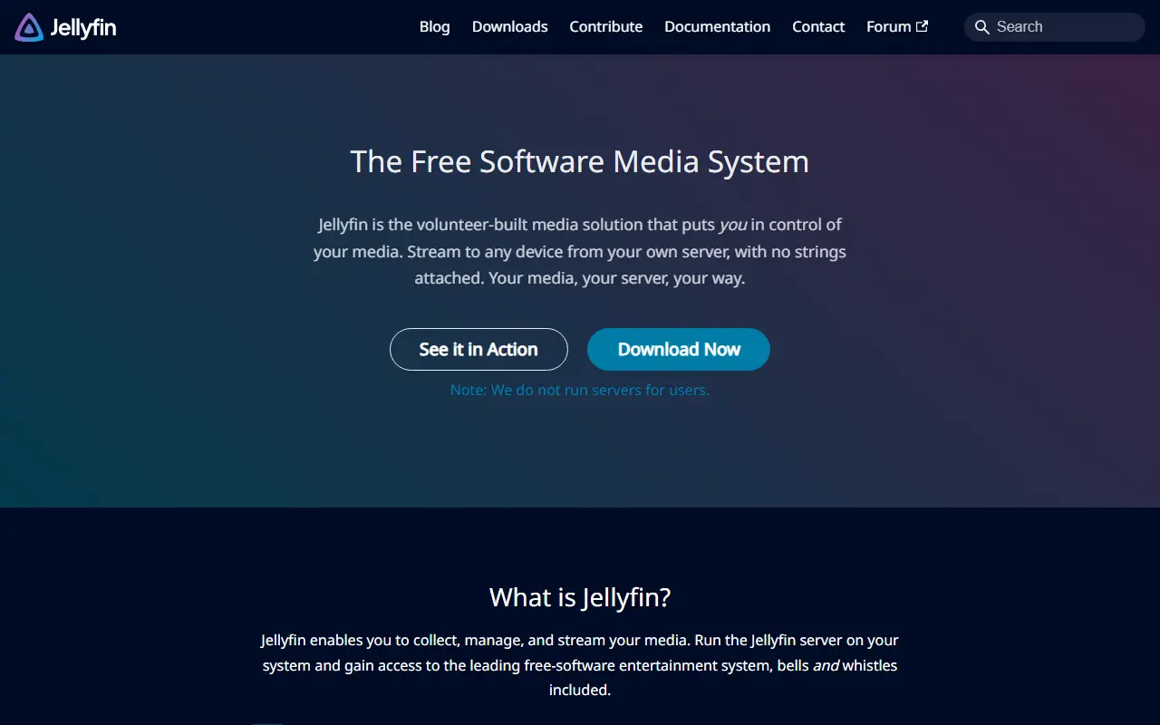 Jellyfin homepage screenshot