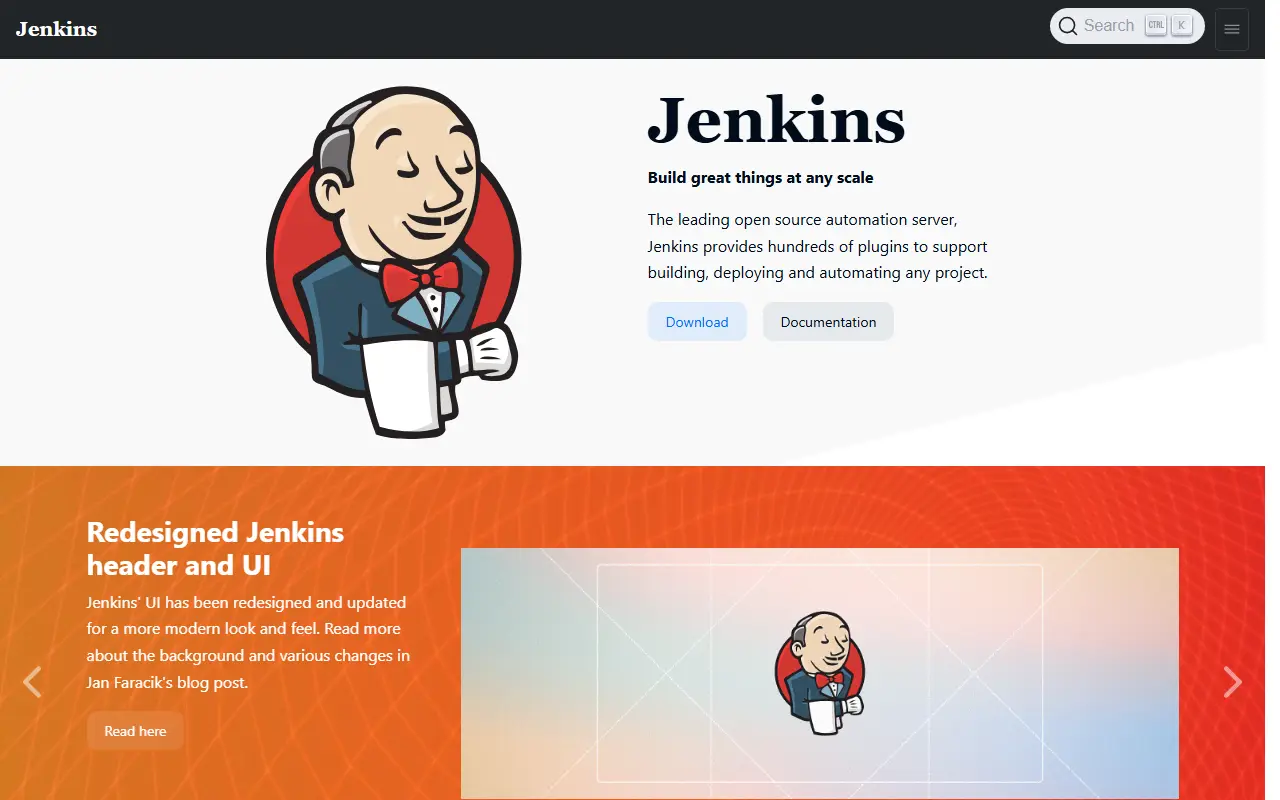 Jenkins homepage screenshot