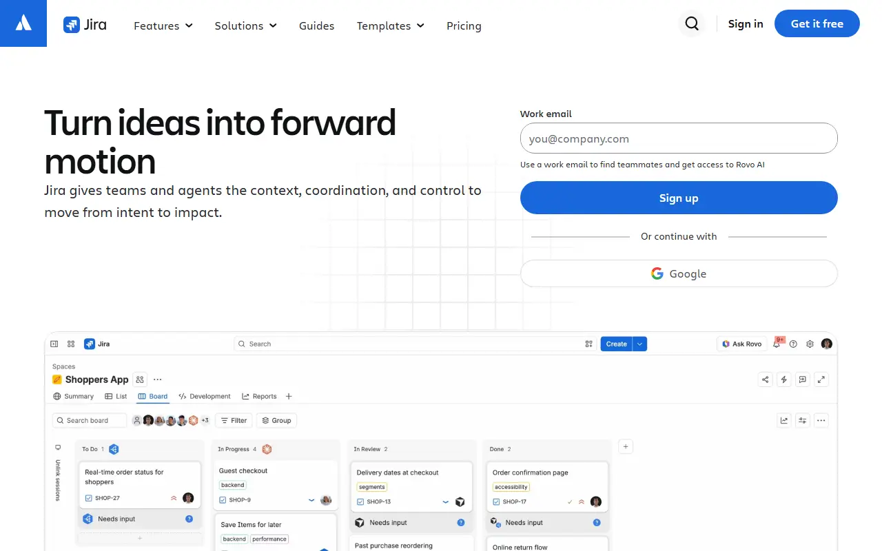 Jira homepage screenshot