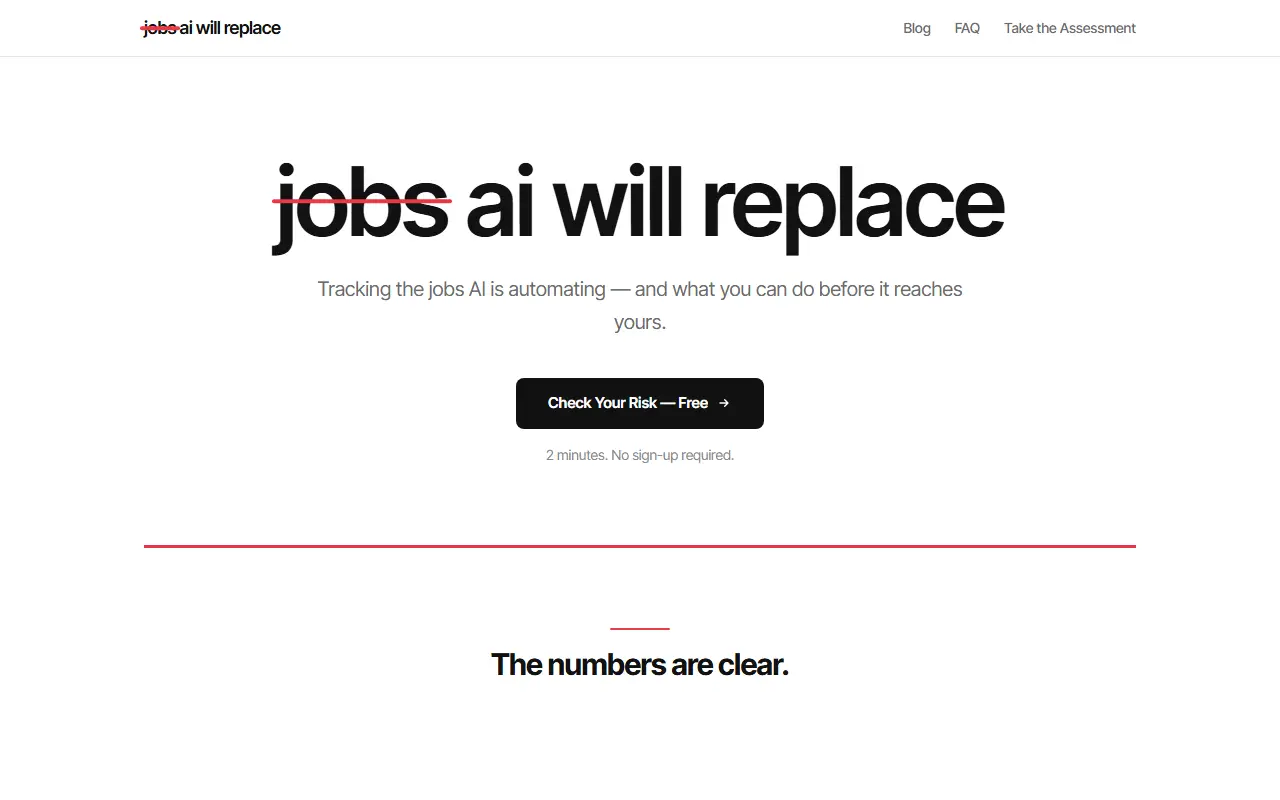 Jobs AI Will Replace homepage screenshot
