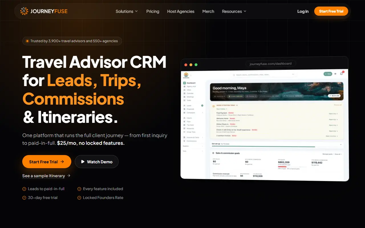 JourneyFuse homepage screenshot