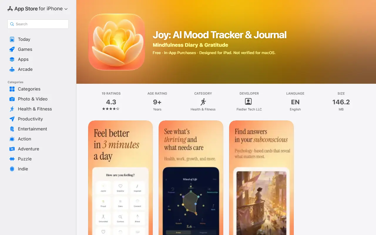 Joy homepage screenshot