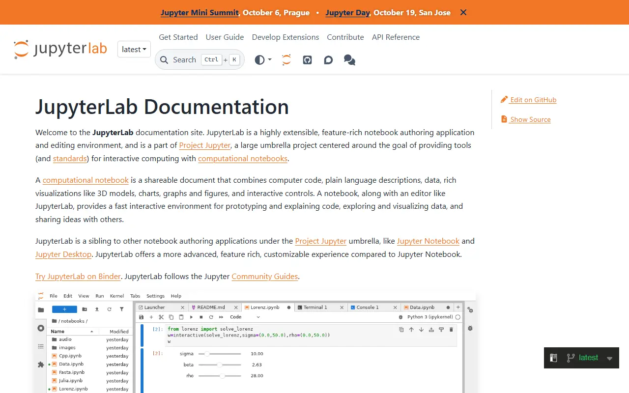 JupyterLab homepage screenshot