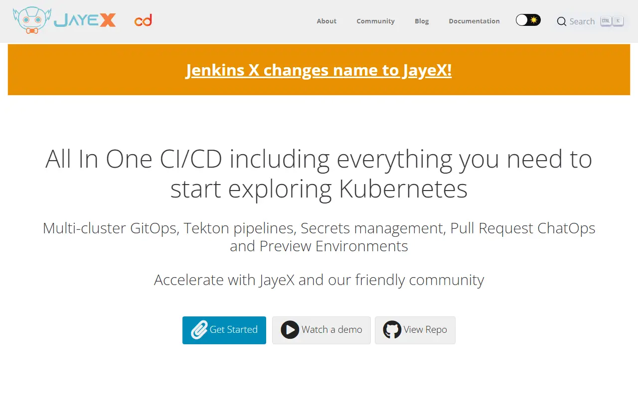 Jx homepage screenshot