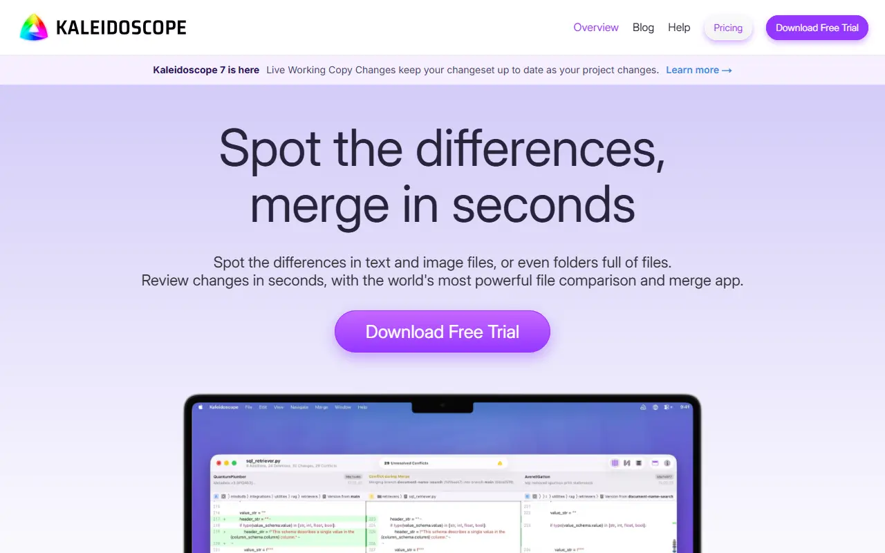 Kaleidoscope homepage screenshot