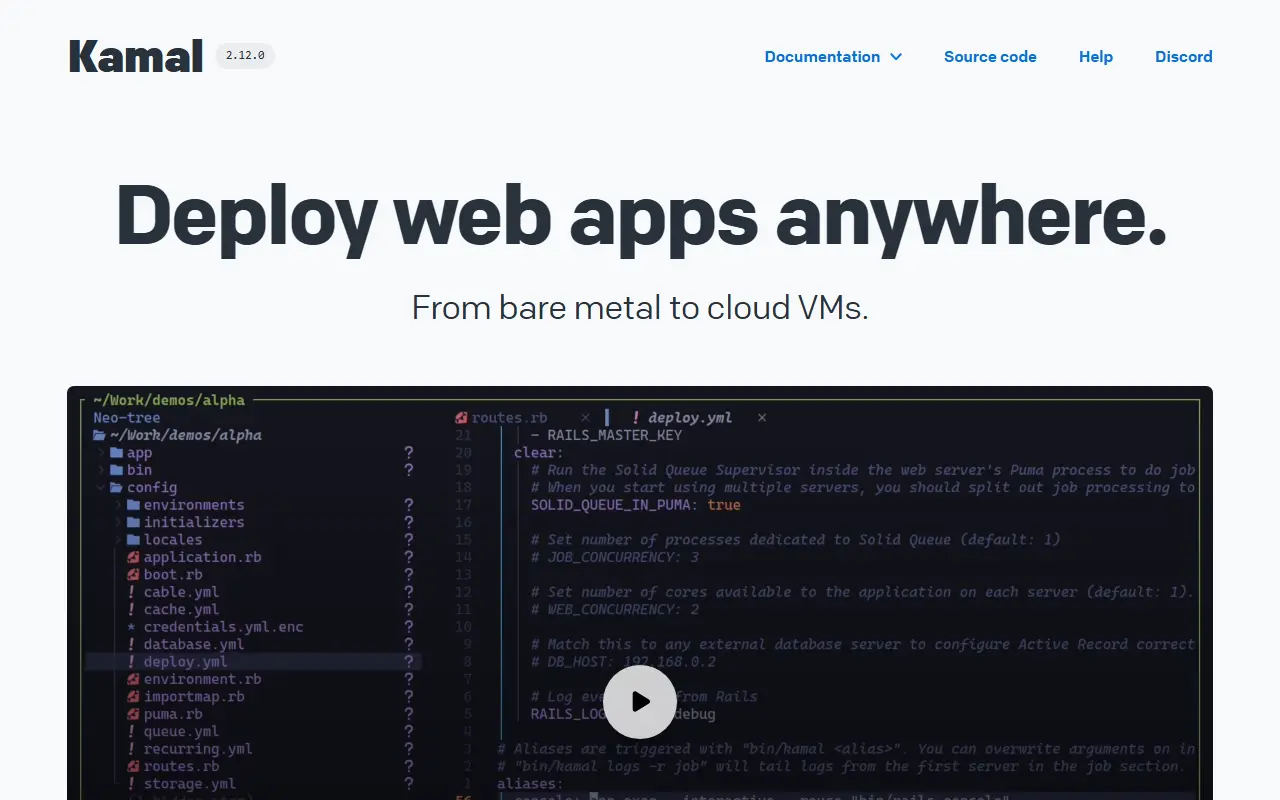 Kamal homepage screenshot