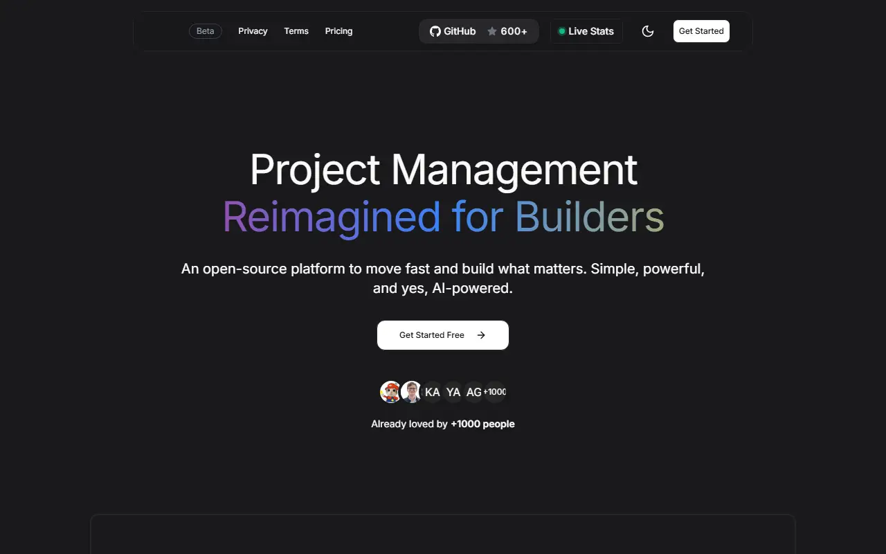 Kanba homepage screenshot