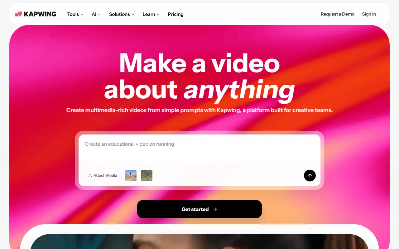 Kapwing homepage screenshot