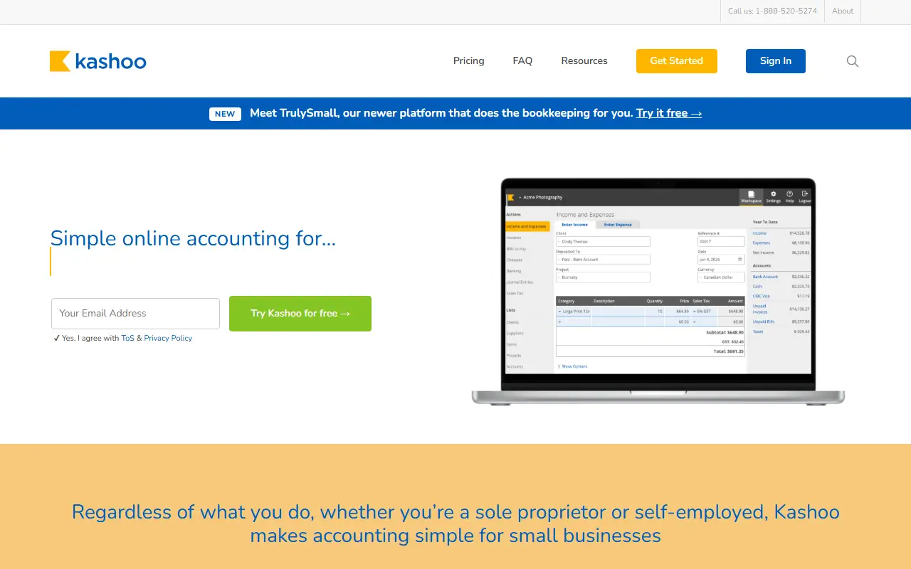 Kashoo homepage screenshot