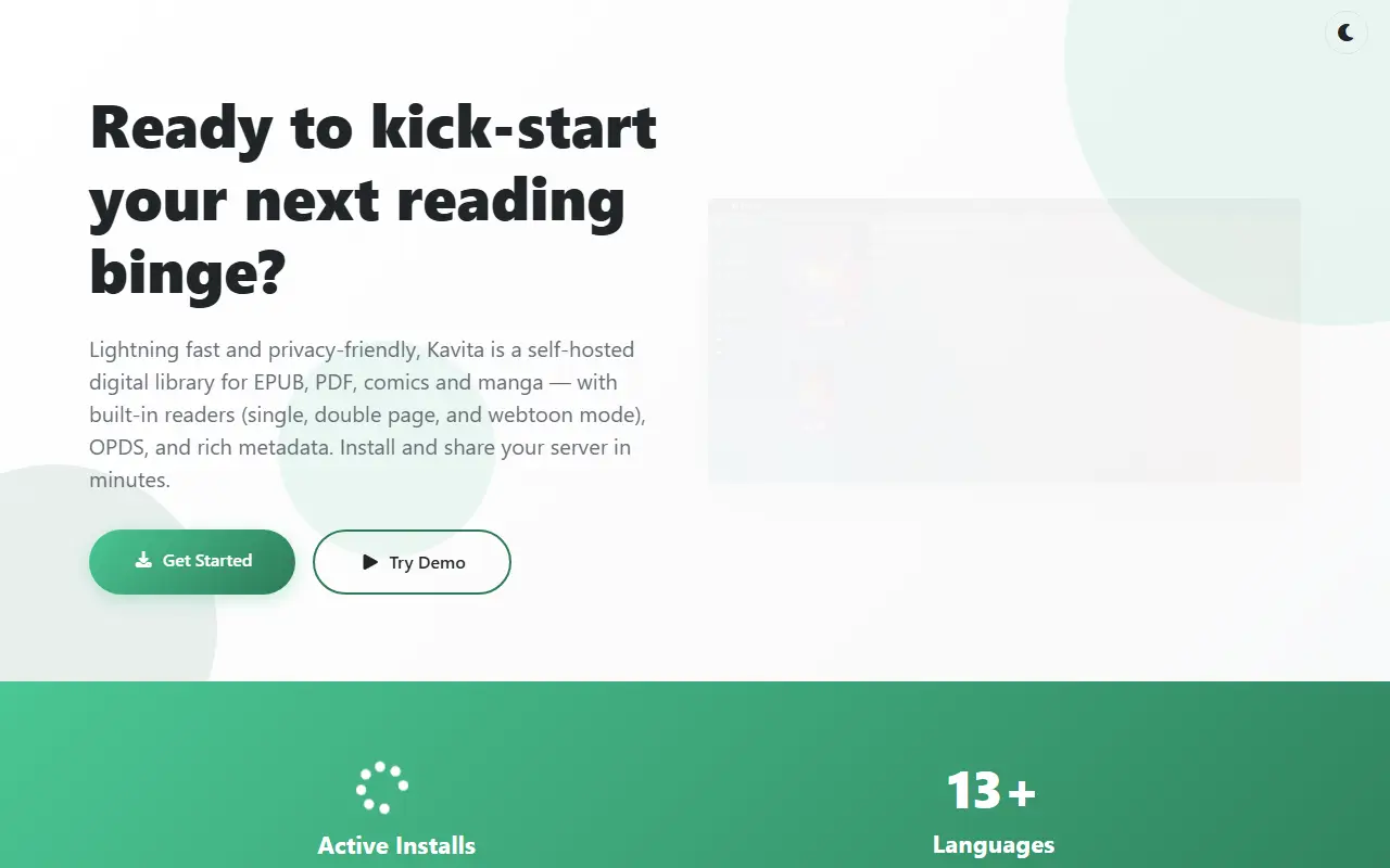 Kavita homepage screenshot