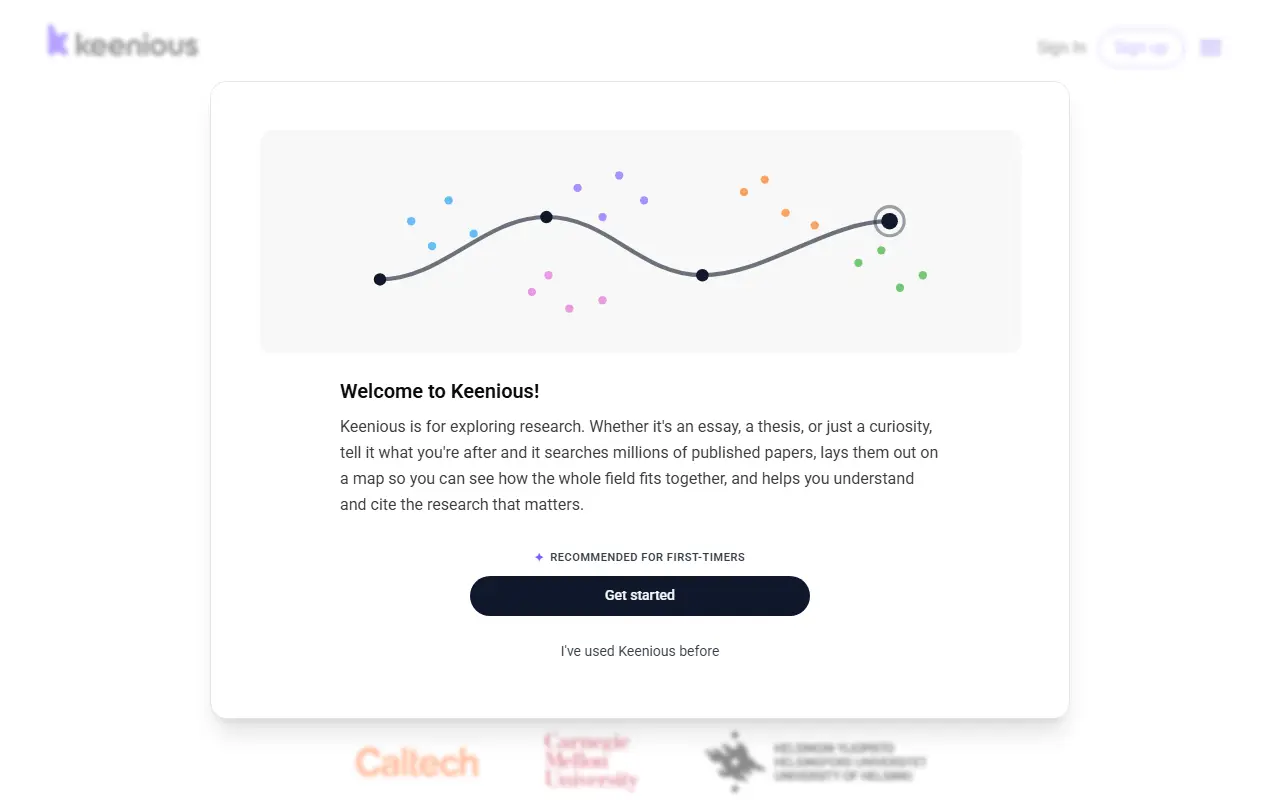 Keenious homepage screenshot