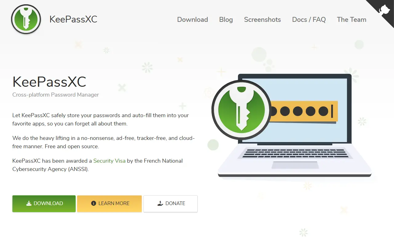 KeePassXC homepage screenshot