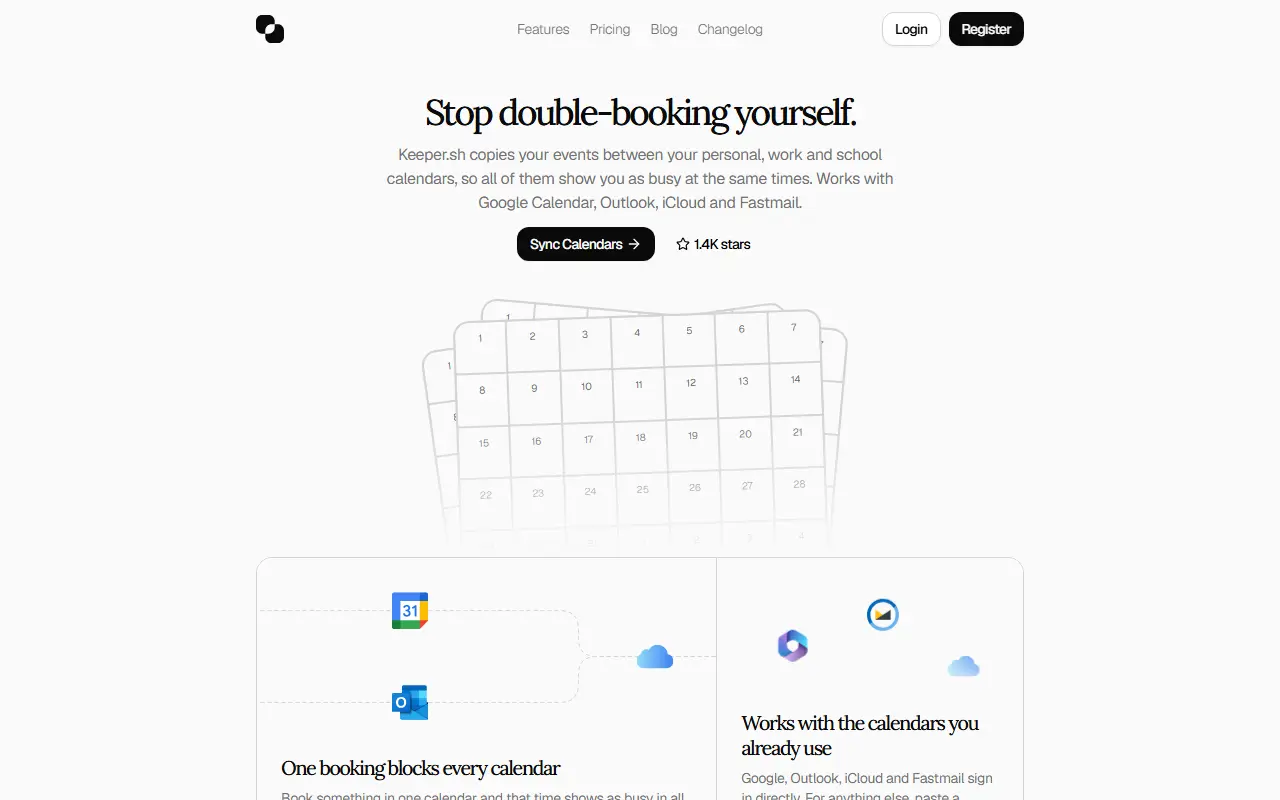 Keeper.sh homepage screenshot