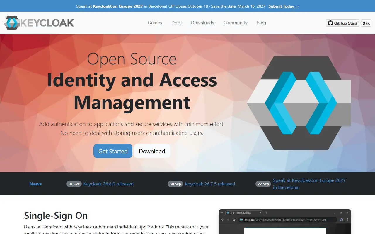 Keycloak homepage screenshot