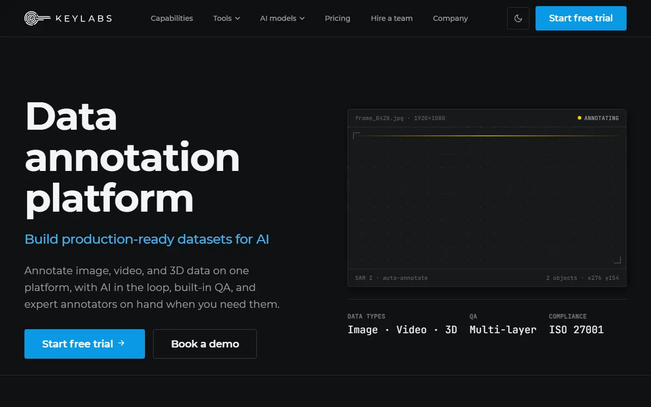 Keylabs homepage screenshot