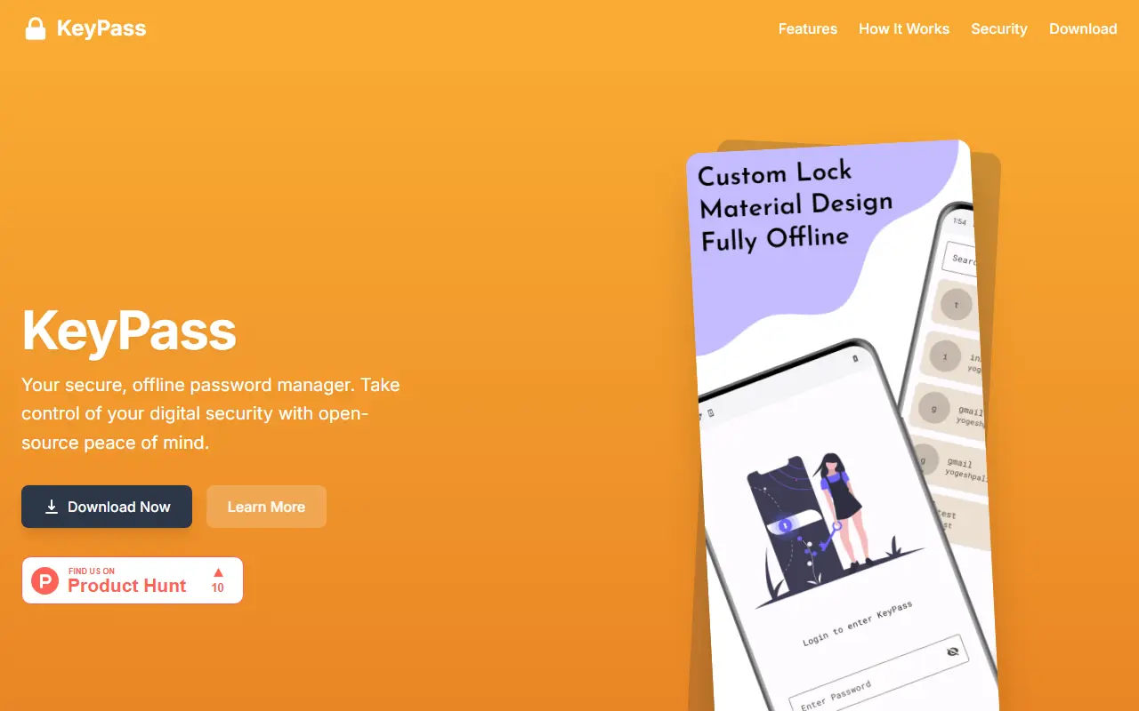 KeyPass homepage screenshot