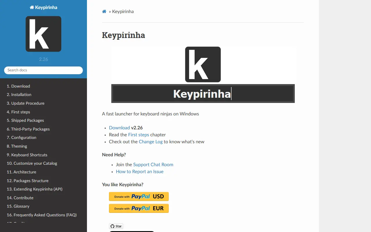 Keypirinha homepage screenshot