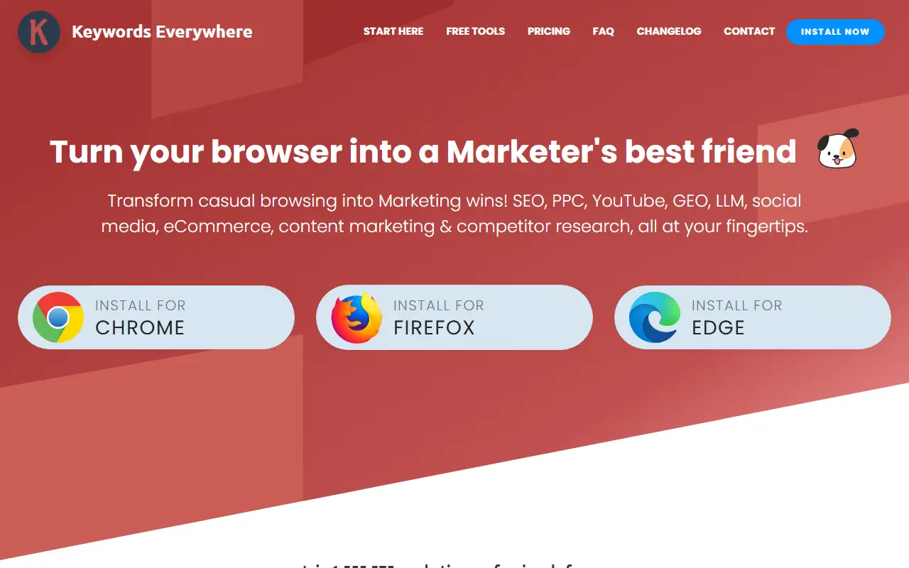 Keywords Everywhere homepage screenshot