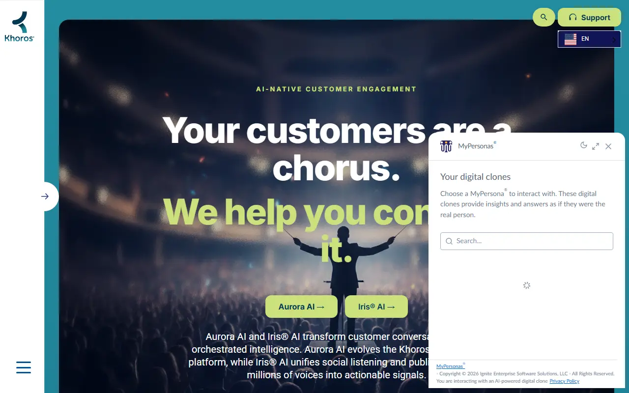 Khoros homepage screenshot