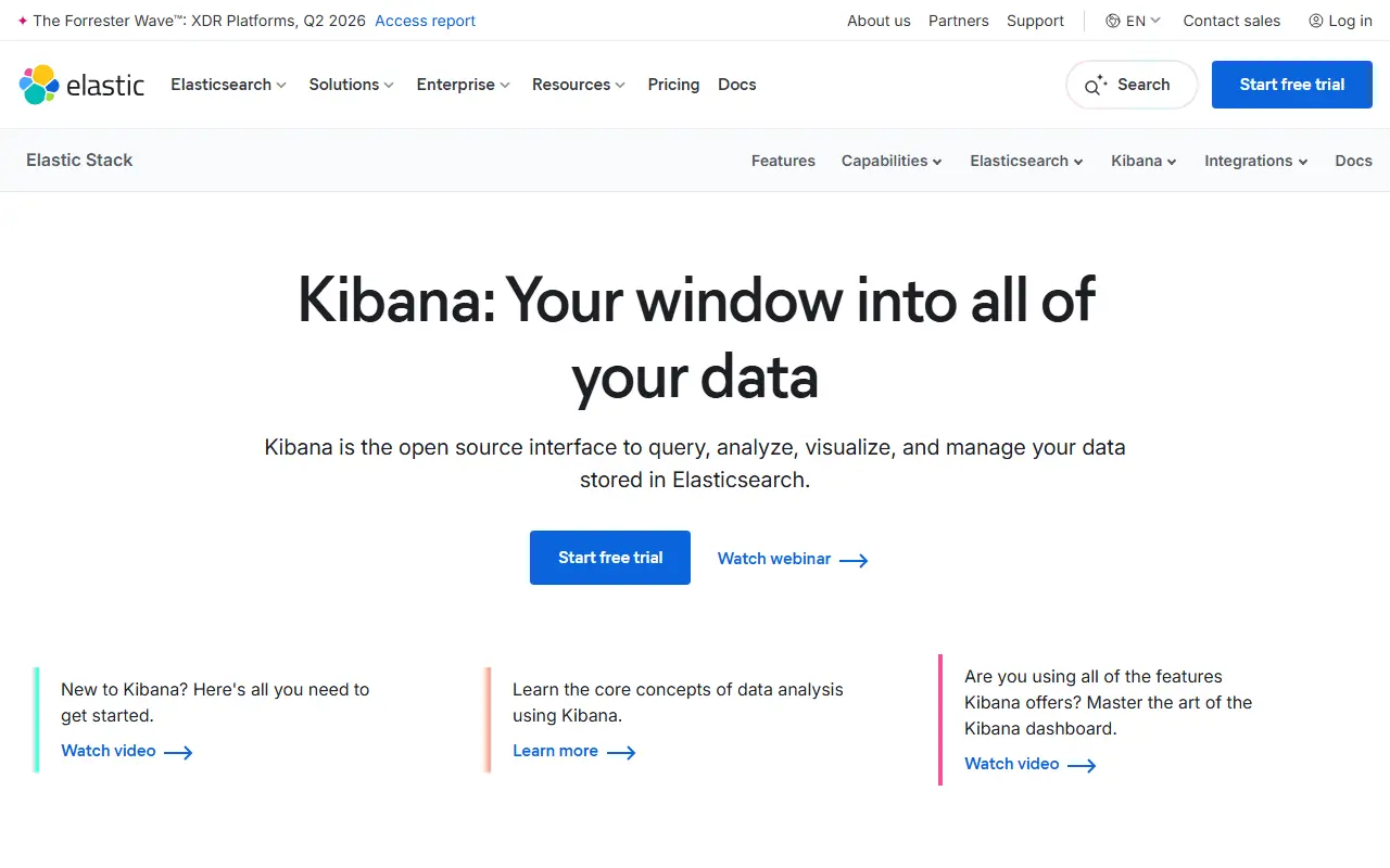 Kibana homepage screenshot