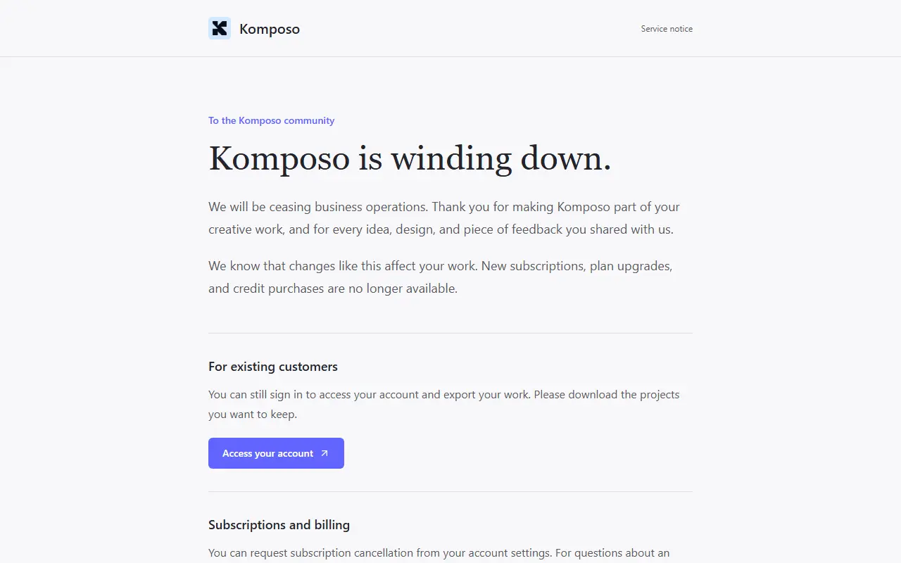 Komposo homepage screenshot
