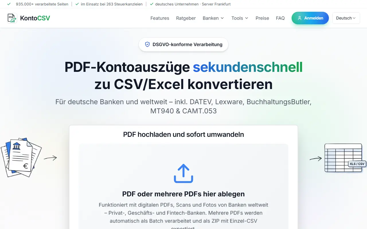 kontocsv.de homepage screenshot