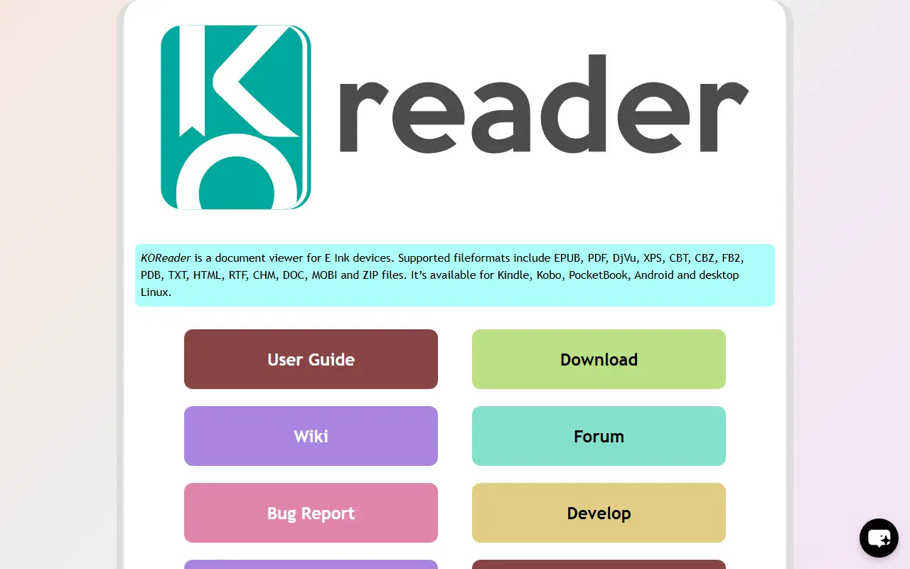 KOReader homepage screenshot