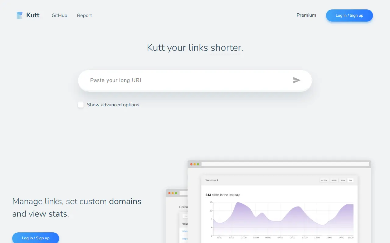 Kutt homepage screenshot