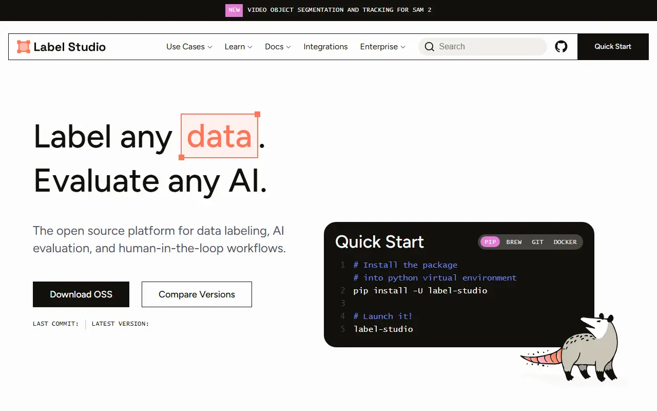 Label Studio homepage screenshot