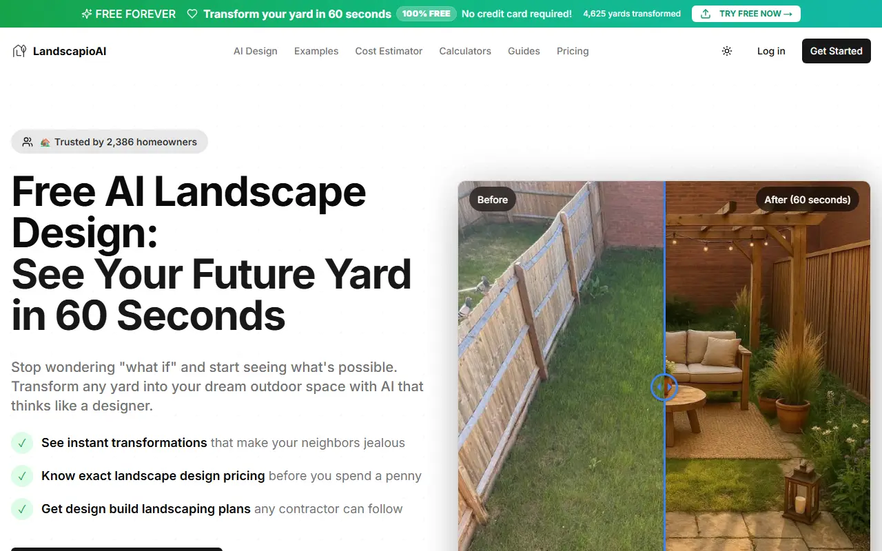 Landscapio AI homepage screenshot