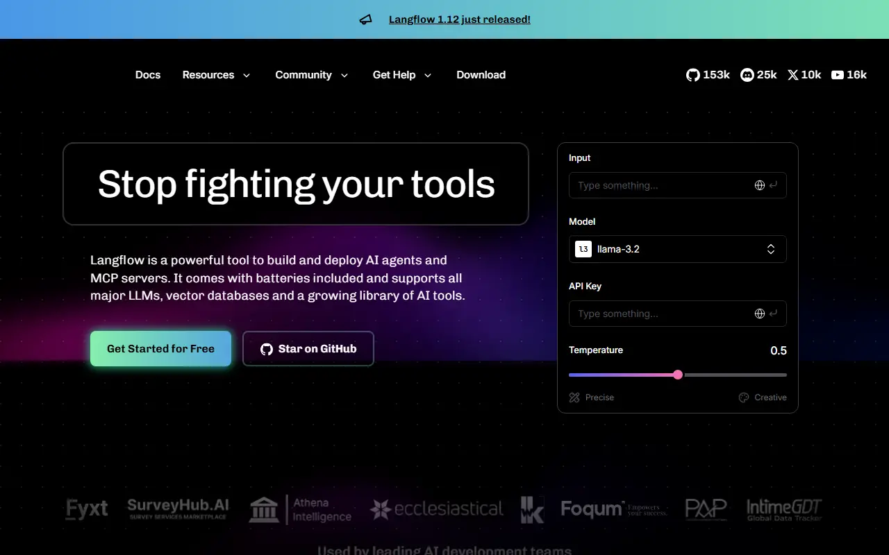 Langflow homepage screenshot