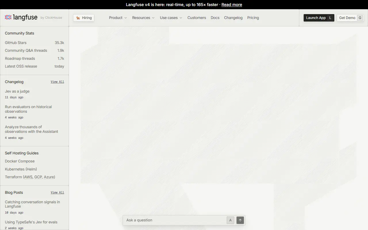 Langfuse homepage screenshot