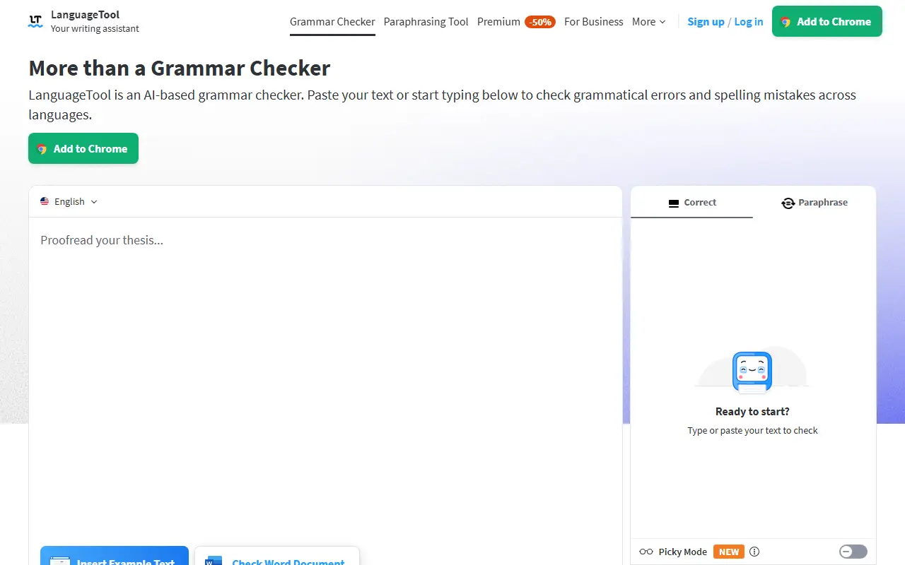 LanguageTool homepage screenshot