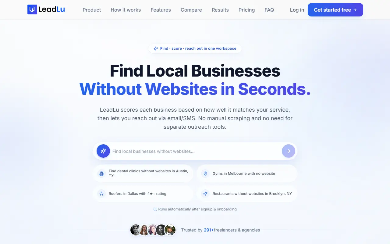 LeadLu homepage screenshot