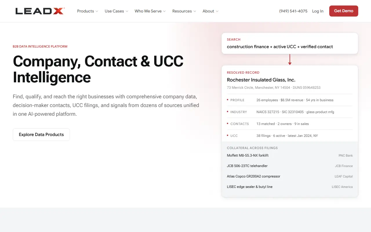 LeadX homepage screenshot